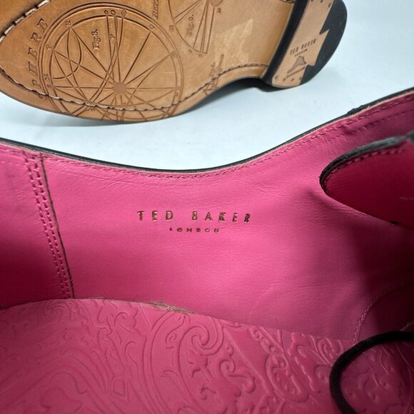 Ted Baker London Dress Shoes Mens 9 Black Oxford Wingtip Brogue Leather Lace Up - Picture 11 of 12